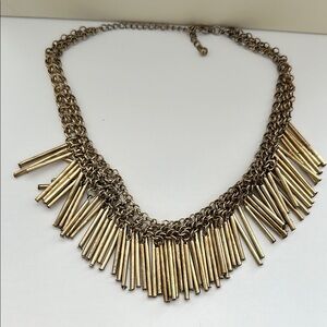 Gold Fringe Necklace with Chain-Link Design